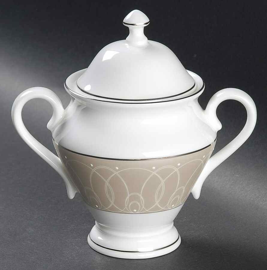 Ballet Icing Mocha Sugar Bowl & Lid by Waterford China-1