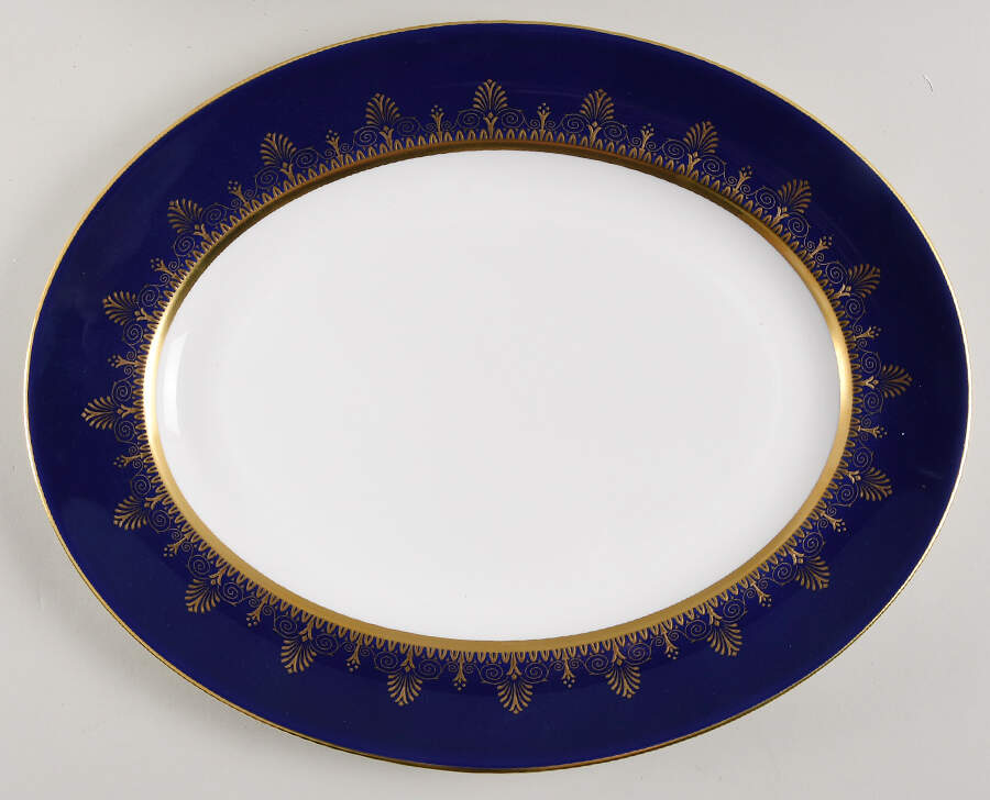 Anthemion Blue 13" Oval Serving Platter by Wedgwood-1