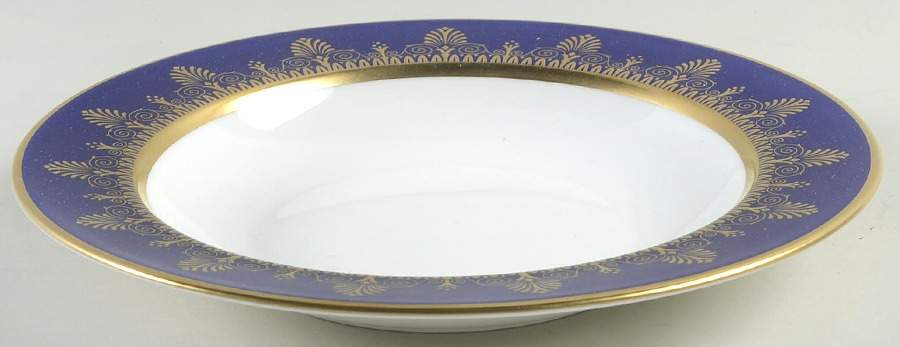 Anthemion Blue Large Rim Soup Bowl by Wedgwood-1