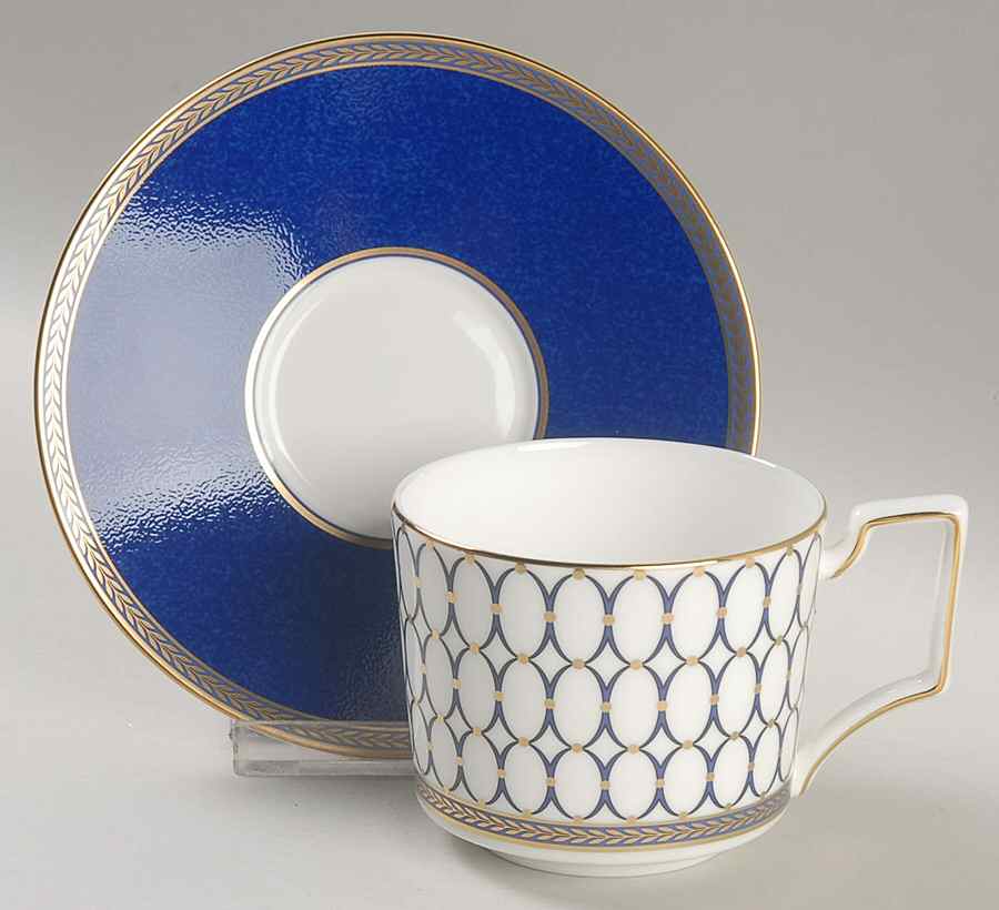 Renaissance Gold Flat Cup & Saucer Set by Wedgwood-1