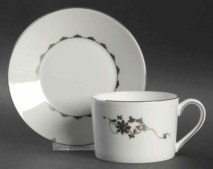 Vera Fleurs Flat Cup & Saucer Set by Wedgwood-1