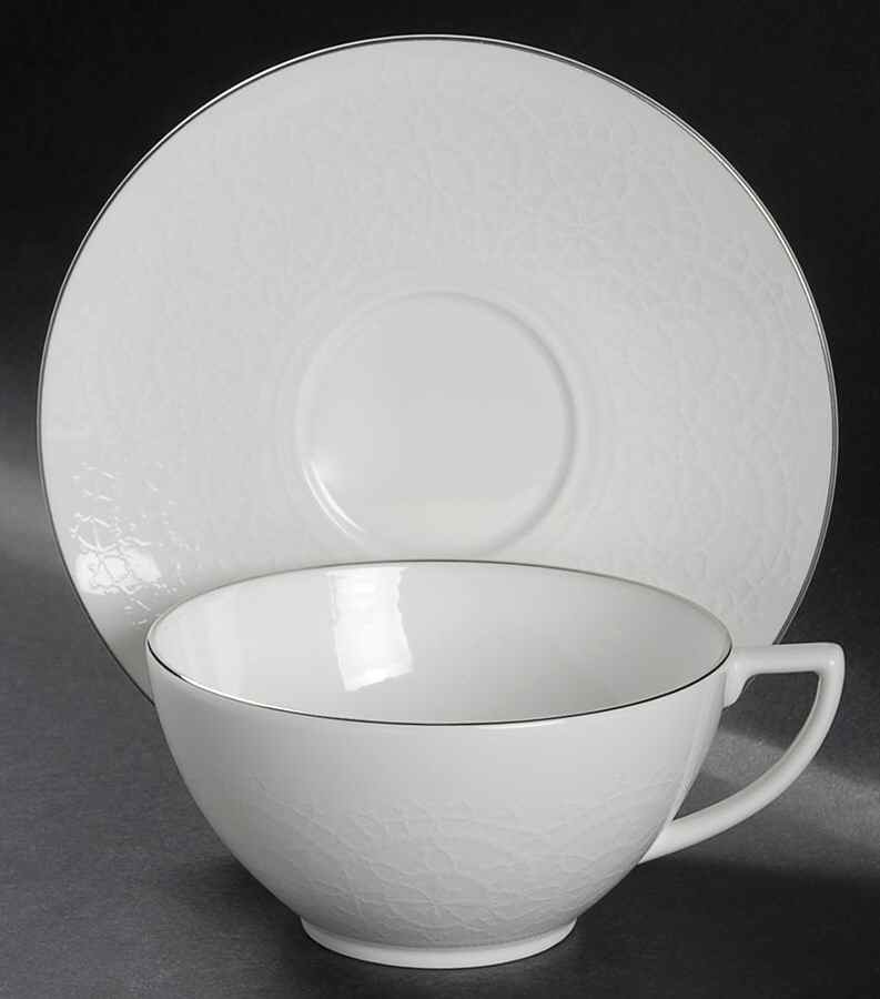 Jasper Conran Whitework Flat Cup & Saucer Set by Wedgwood-1