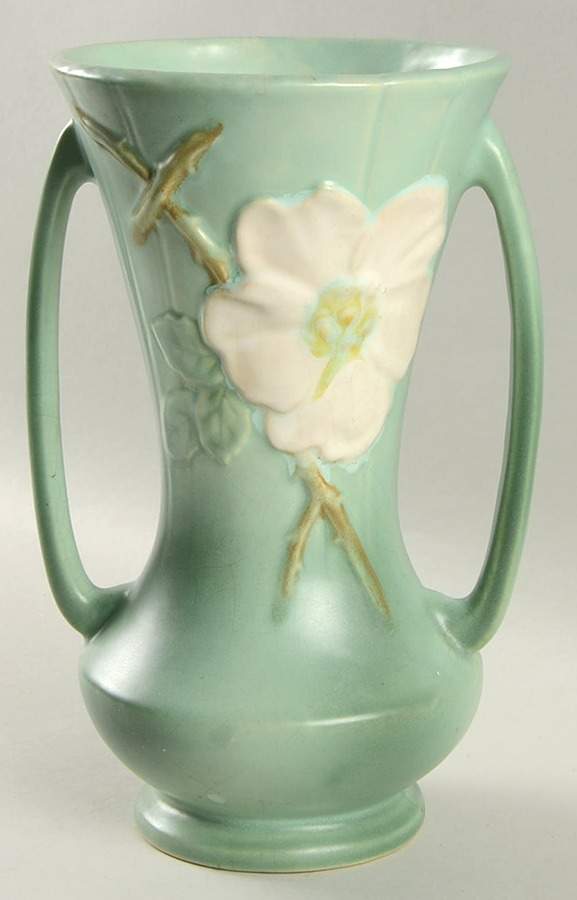 Blossom Green 9" Handled Vase by Weller-1