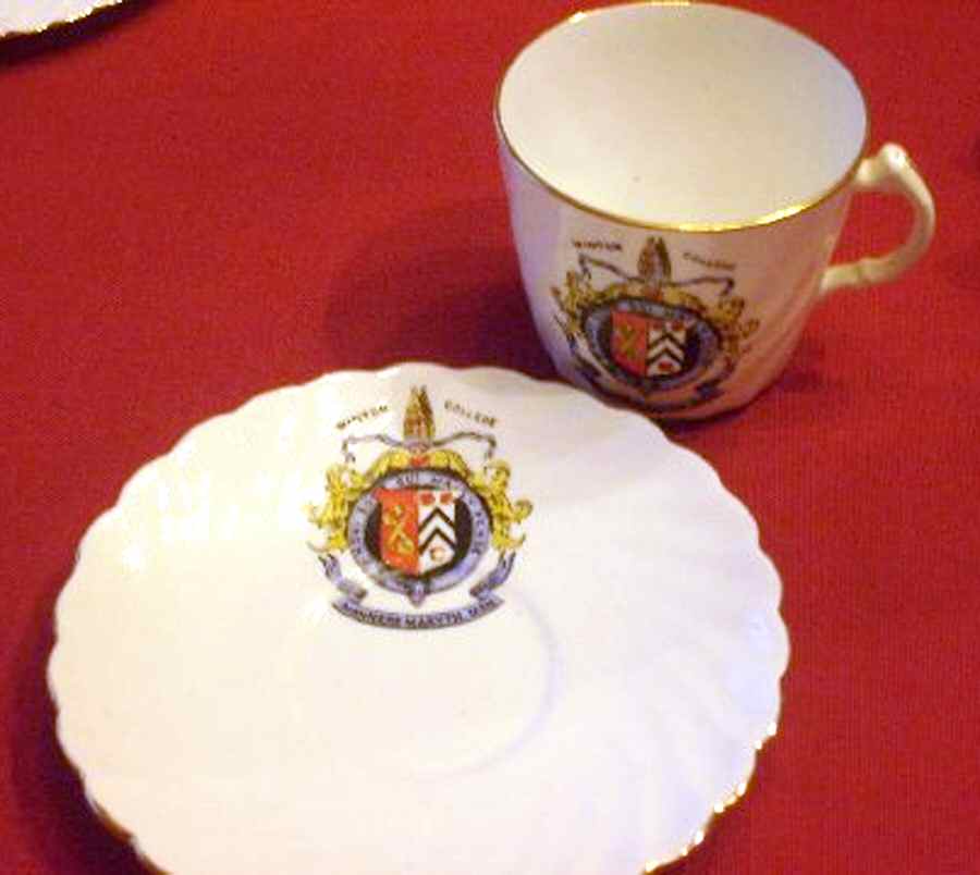 Winton  College Footed Cup & Saucer Set by Watson & Sons-1