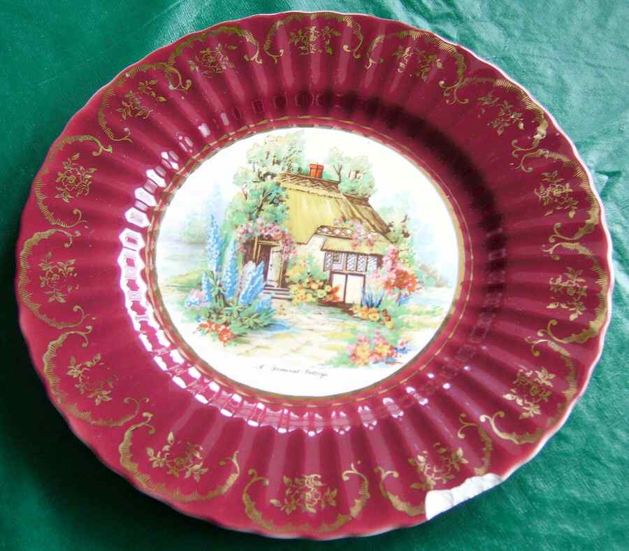 A Summer Cottage Dinner Plate by Wade (England)-1
