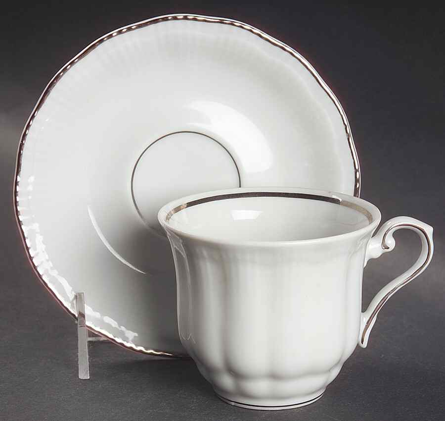 Empire Platinum Footed Cup & Saucer Set by Walbrzych-1