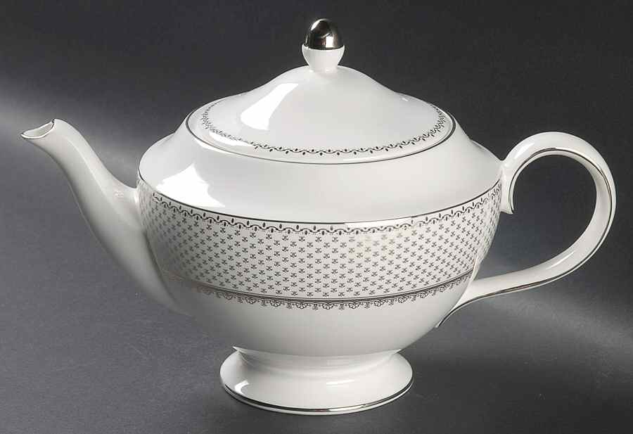 French Knot (Platinum Trim) Tea/Coffee Pot & Lid by Wedgwood-1