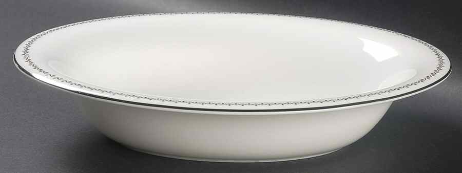 French Knot (Platinum Trim) 9" Oval Vegetable Bowl by Wedgwood-1