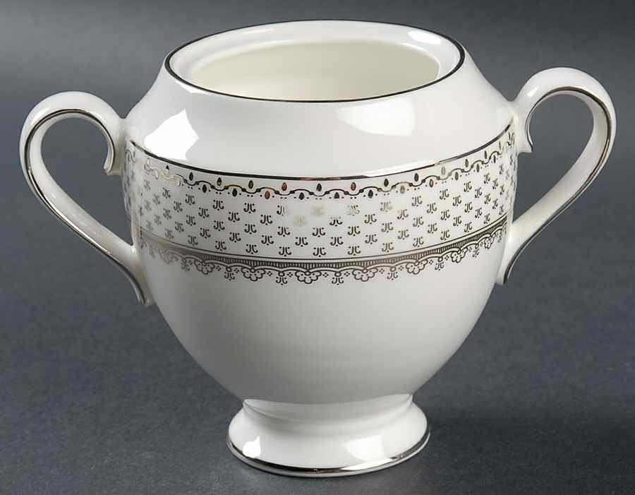 French Knot (Platinum Trim) Sugar Bowl No Lid by Wedgwood-1