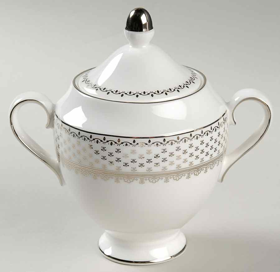 French Knot (Platinum Trim) Sugar Bowl & Lid by Wedgwood-1