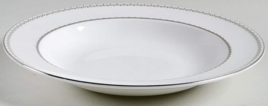 French Knot (Platinum Trim) Large Rim Soup Bowl by Wedgwood-1