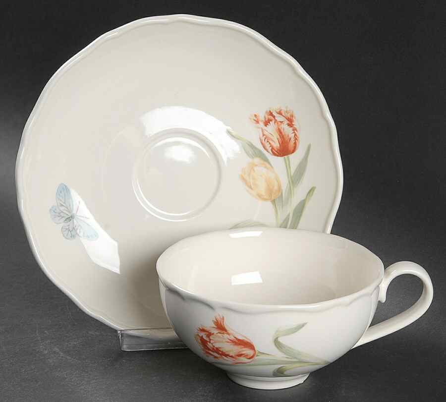 Martha's Garden Flat Cup & Saucer Set by Wedgwood-1