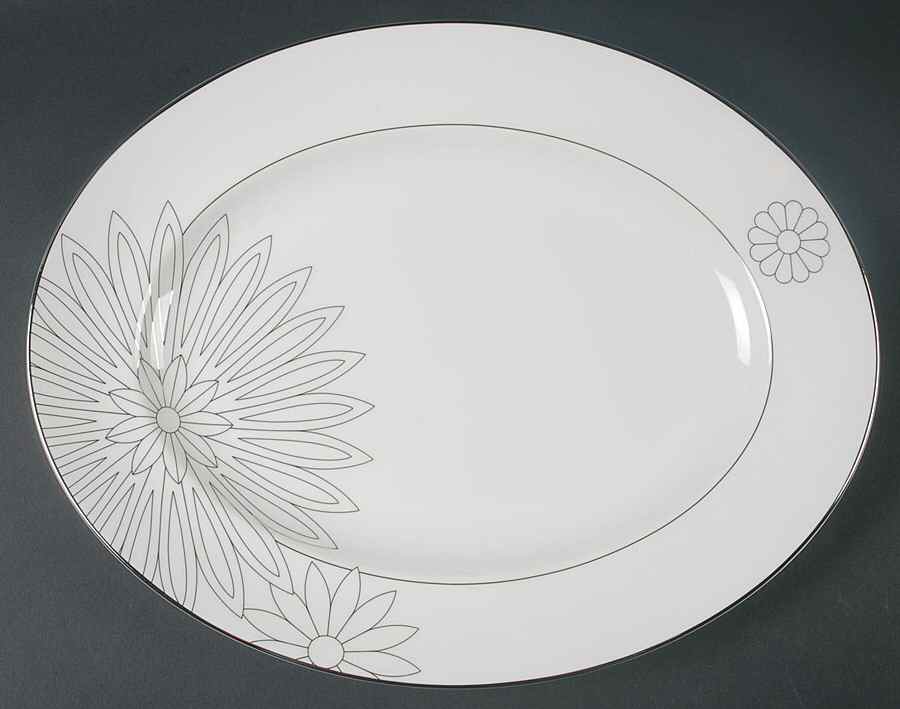 Modern Daisy 14" Oval Serving Platter by Wedgwood-1