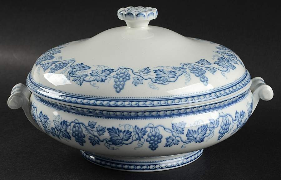 Vintage Blue Round Covered Vegetable by Wedgwood-1