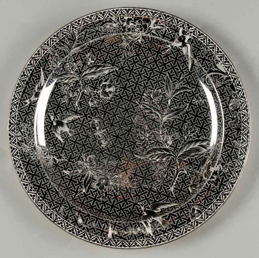 Exotic Bird Silver Lustre Dinner Plate by Wedgwood-1