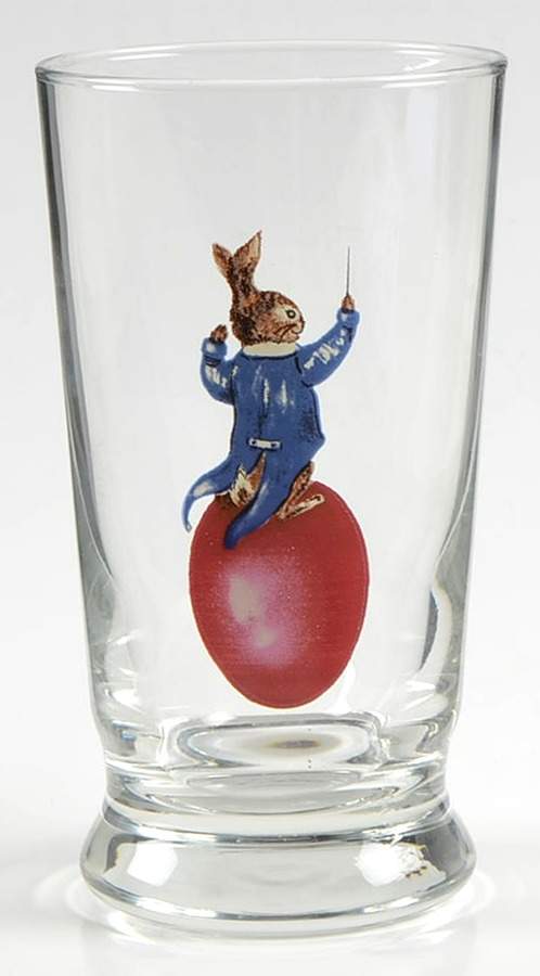 Vintage Bunny Band Glassware Tall Tumbler by Williams-Sonoma-1