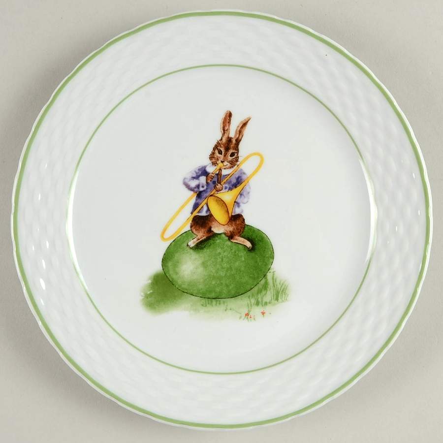 Vintage Bunny Band Salad/Dessert Plate by Williams-Sonoma-1