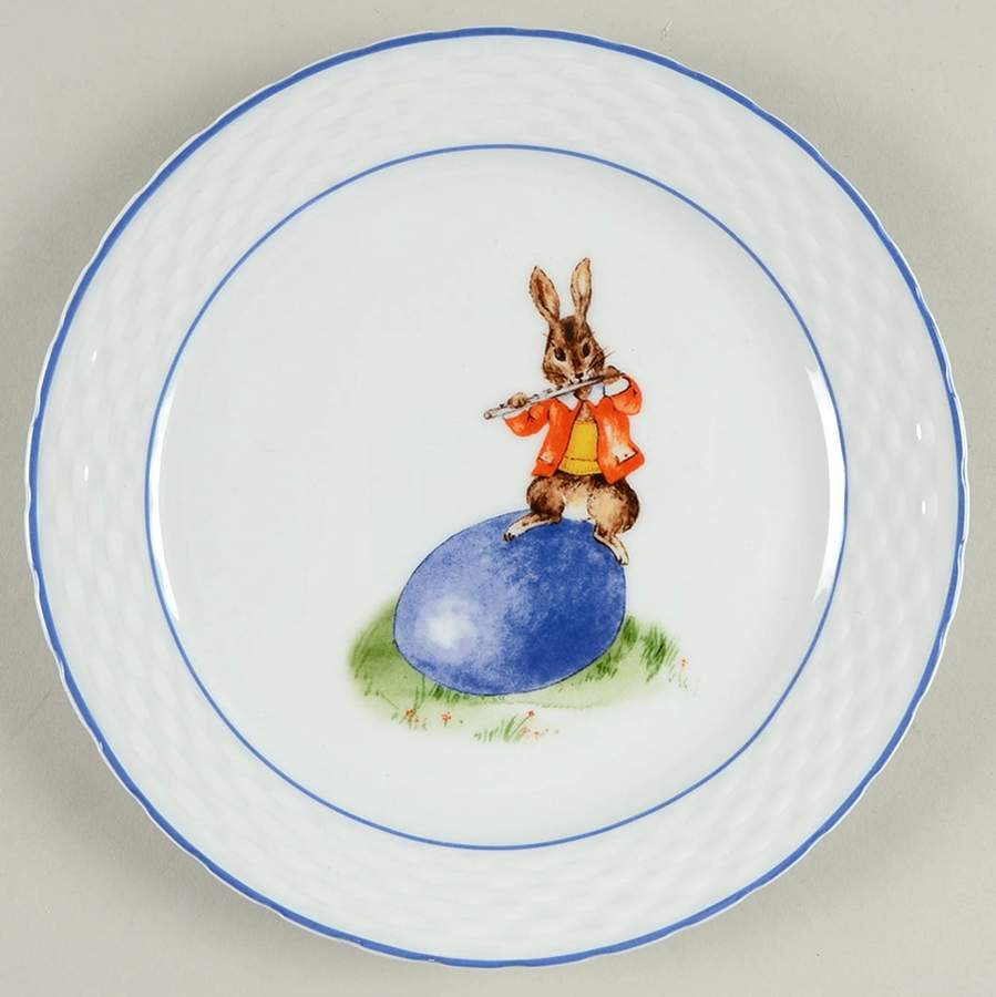 Vintage Bunny Band Salad/Dessert Plate by Williams-Sonoma-1