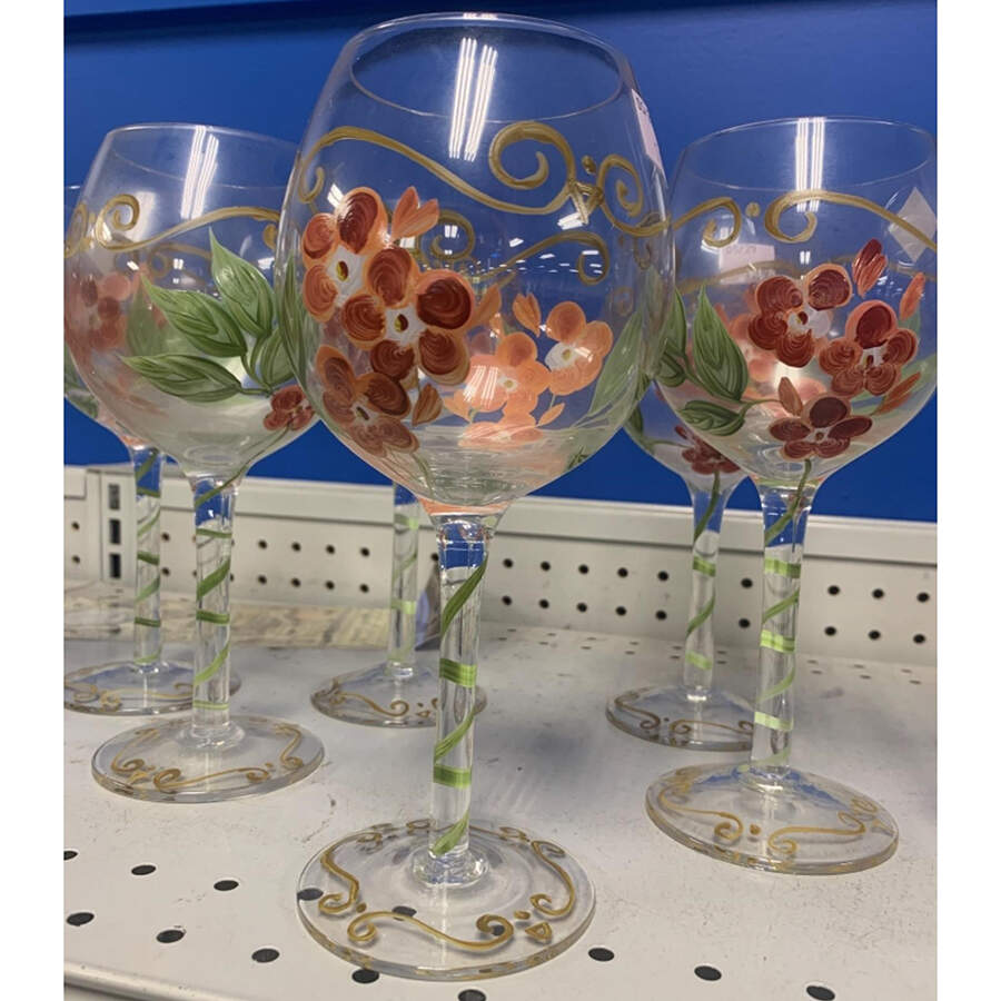 Orchid Garden 16 Oz Glassware Handpainted Wine by Whole Home-1