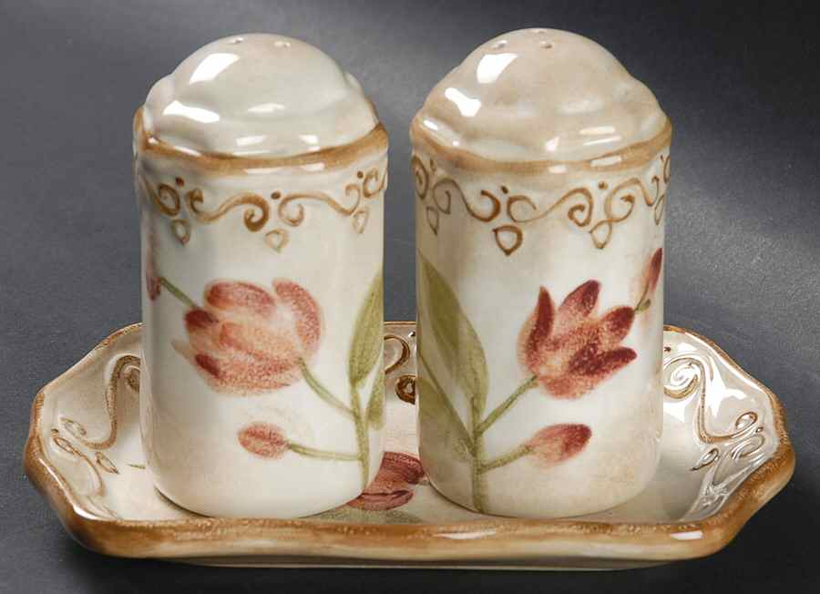 Orchid Garden (3 Pc) Salt & Pepper Tray Set by Whole Home-1