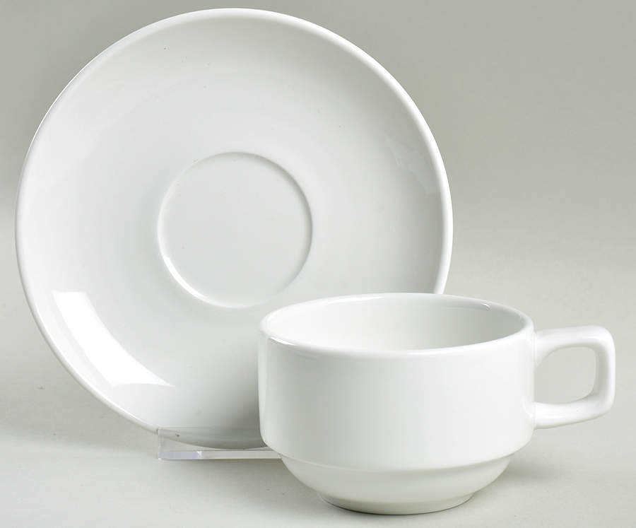 WSO80 ("Restaurant Dinnerware" Backstamp) Flat Cup & Saucer Set by Williams-Sonoma-1