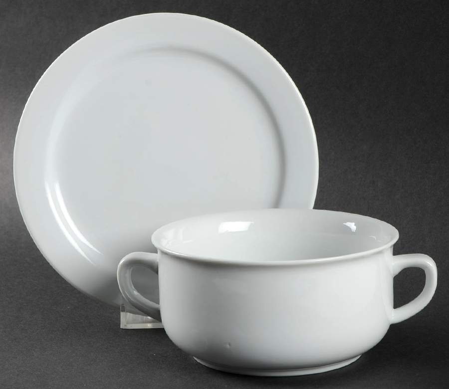 Wso81 (Not Restaurant Ware) Cream Soup Bowl & Bread Plate/Saucer Set by Williams-Sonoma-1