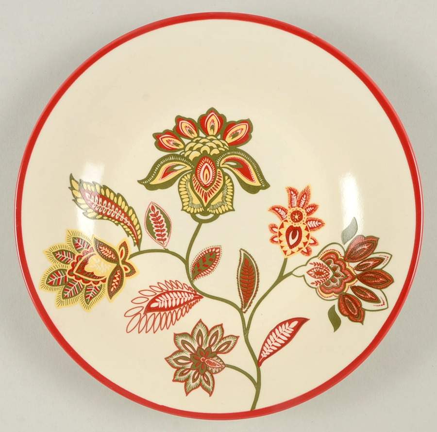 Global Floral Red Salad Plate by Whole Home-1