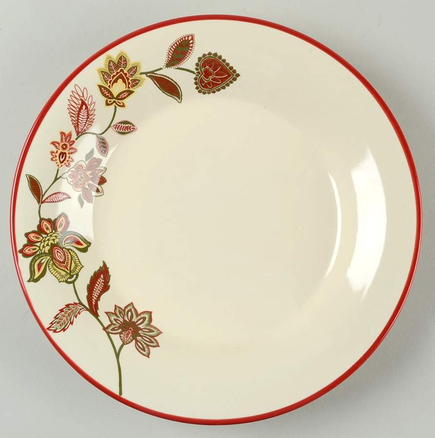 Global Floral Red Dinner Plate by Whole Home-1