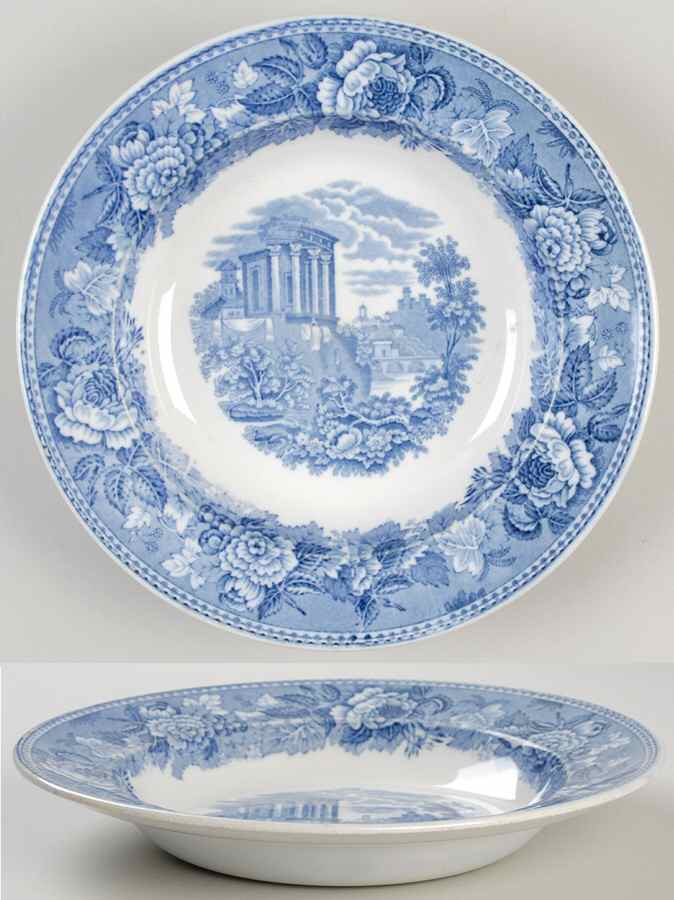 Landscape Light Blue Large Rim Soup Bowl by Wedgwood-1