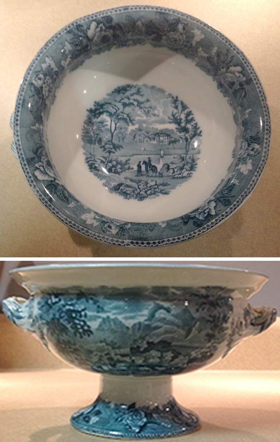 Landscape Light Blue Large Footed Salad Serving Bowl by Wedgwood-1