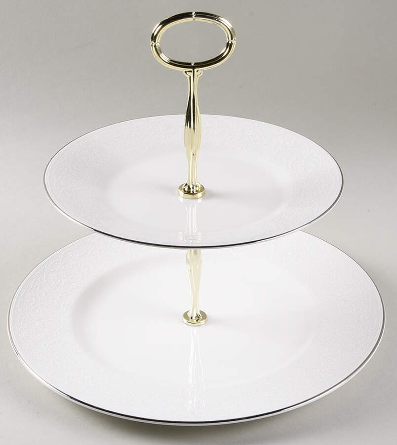 English Lace 6 5/8"-10"  2 Tiered Serving Tray (Dp, Sp) HC by Wedgwood-1