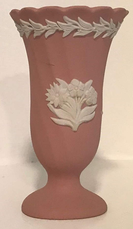 Cream Color on Pink Spiral Flute Posy Vase by Wedgwood-1