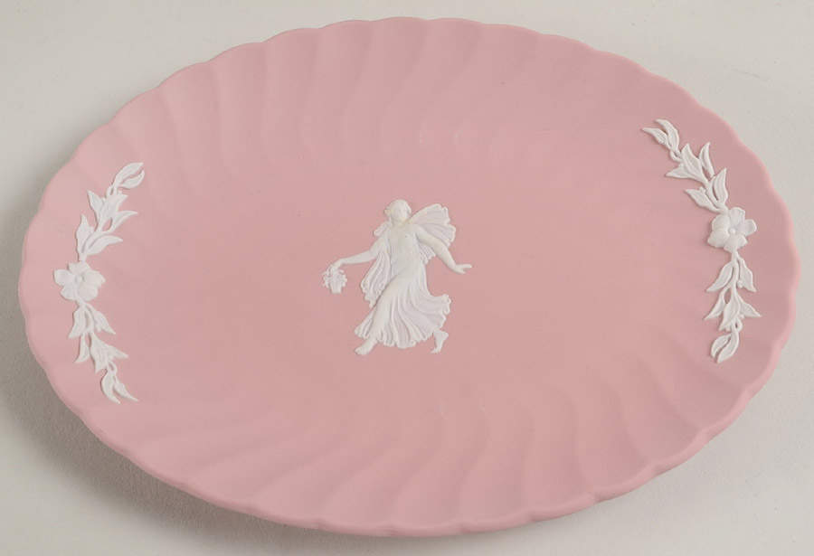 Cream Color on Pink Spiral Flute 7" Party Plate by Wedgwood-1