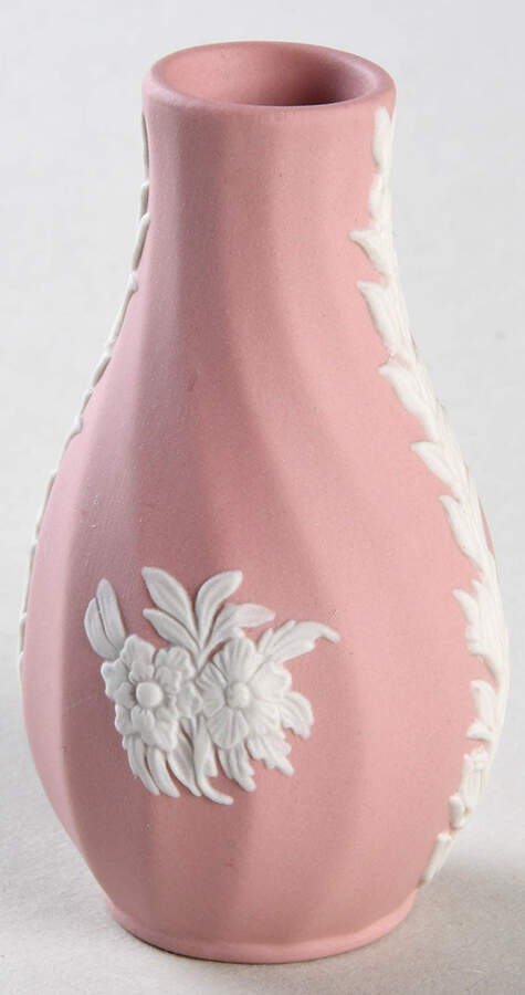 Cream Color on Pink Spiral Flute 2" Mini Bud Vase by Wedgwood-1