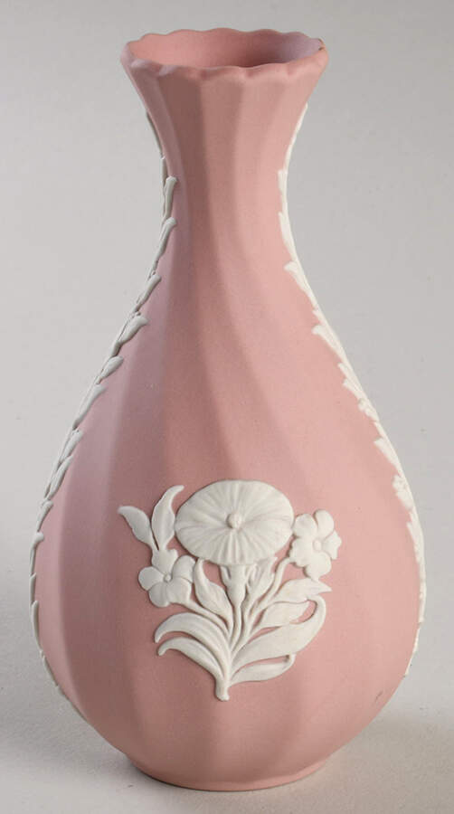 Cream Color on Pink Spiral Flute 5" Bud Vase by Wedgwood-1