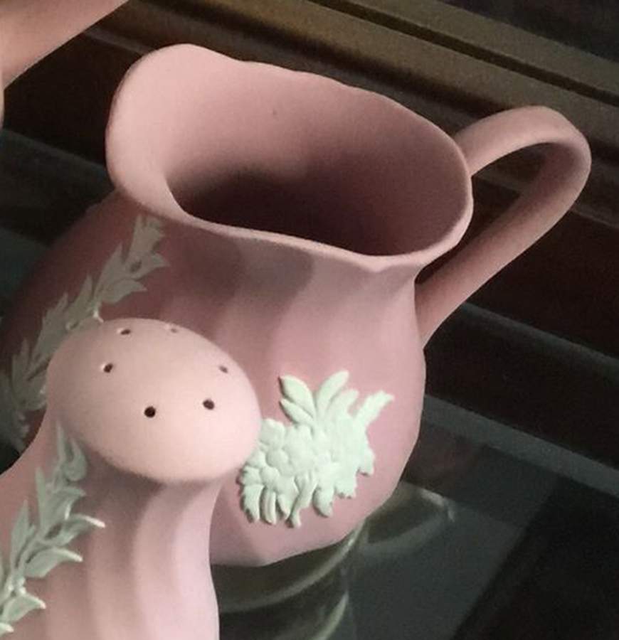 Cream Color on Pink Spiral Flute Creamer by Wedgwood-1