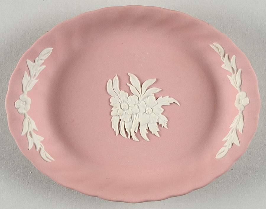 Cream Color on Pink Spiral Flute Pin Tray by Wedgwood-1