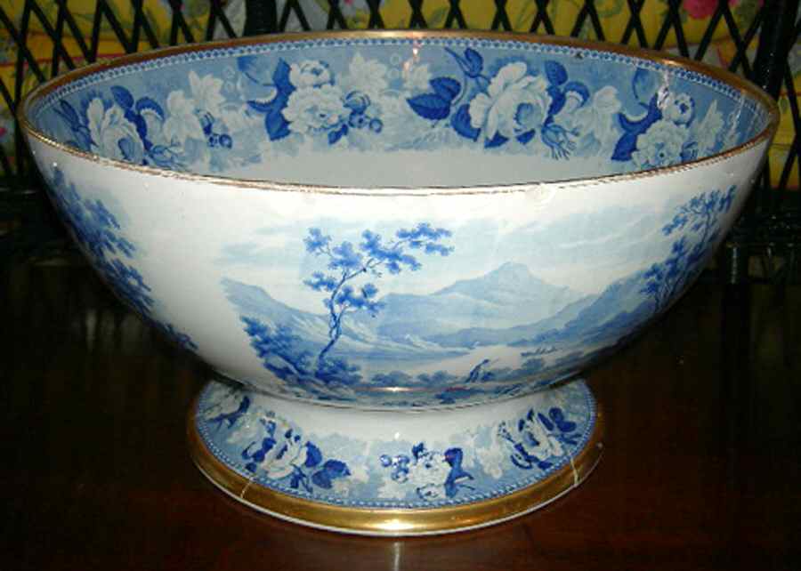 Landscape Dark Blue (Gold Trim) Large Fruit Bowl by Wedgwood-1