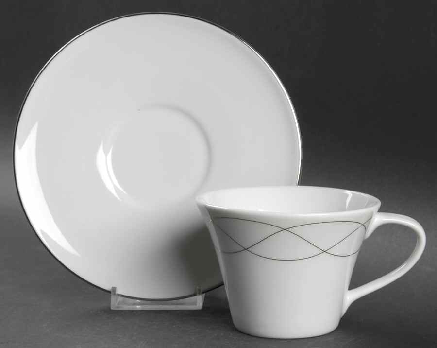 Platinum Twist Flat Cup & Saucer Set by Wedgwood-1