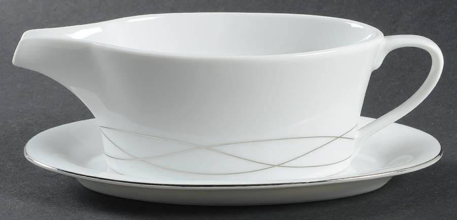 Platinum Twist Gravy Boat & Underplate by Wedgwood-1