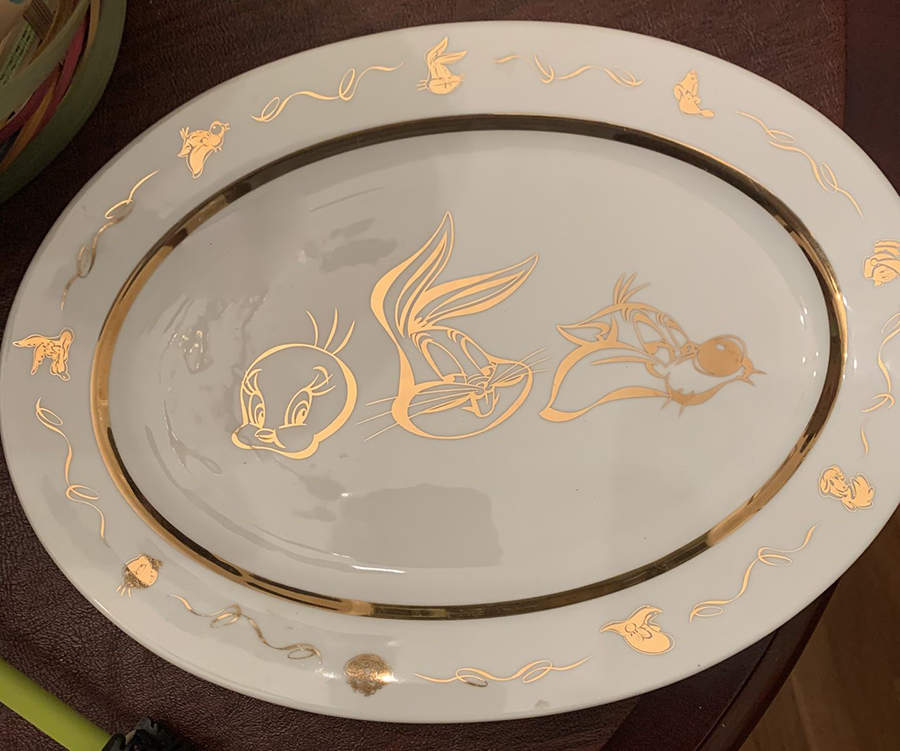Looney Tunes (Gold) 12" Oval Serving Platter by Warner Bros.-1