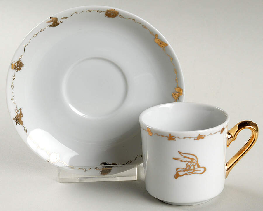Looney Tunes (Gold) Flat Demitasse Cup & Saucer Set by Warner Bros.-1
