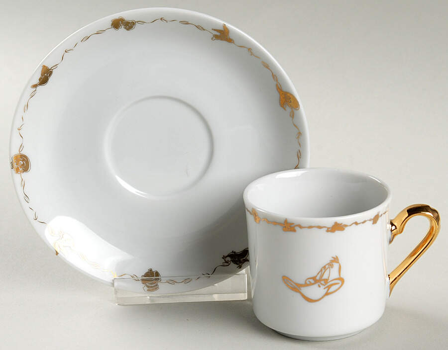 Looney Tunes (Gold) Flat Demitasse Cup & Saucer Set by Warner Bros.-1