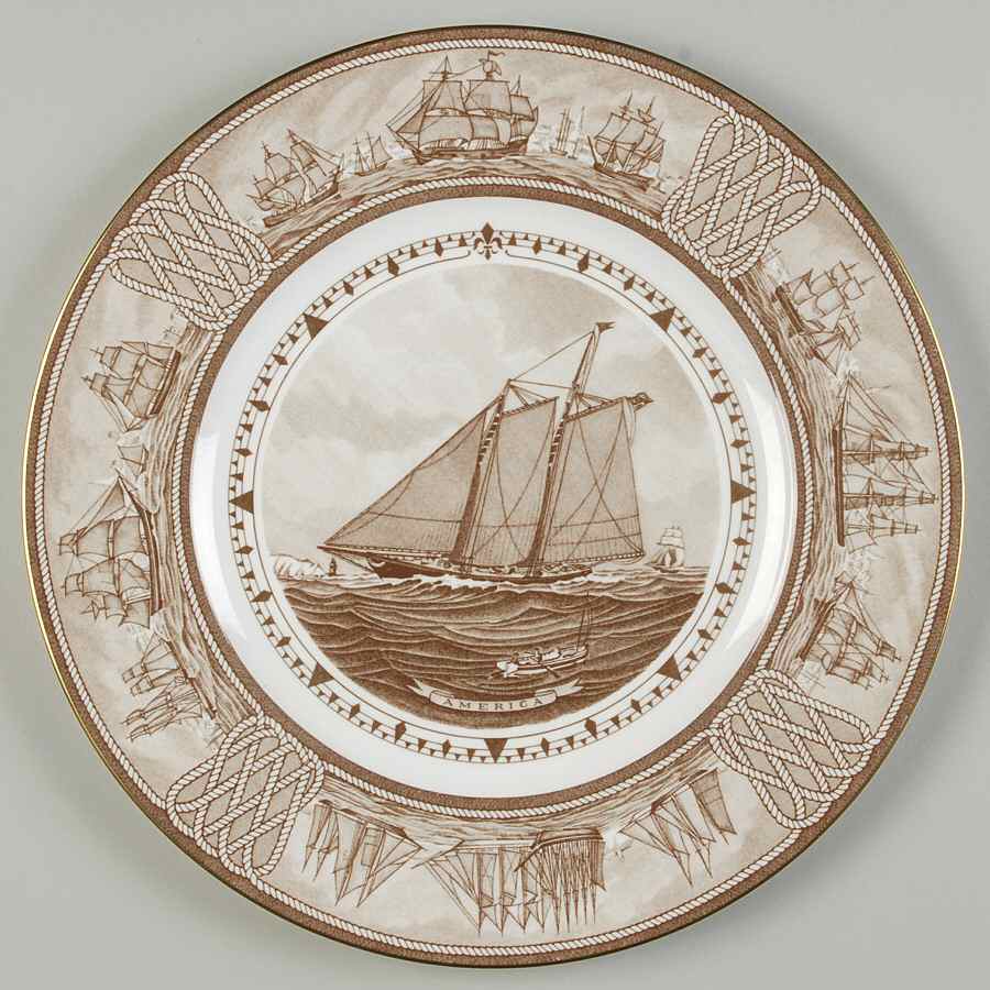 The Sailing Ship Collection Brown Dinner Plate by Wedgwood-1