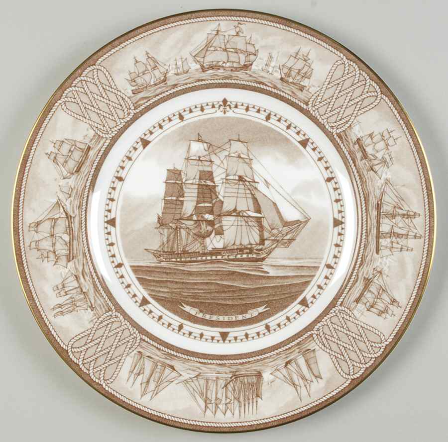 The Sailing Ship Collection Brown Dinner Plate by Wedgwood-1