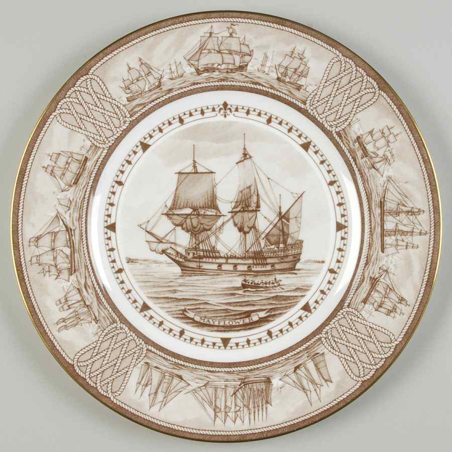 The Sailing Ship Collection Brown Dinner Plate by Wedgwood-1