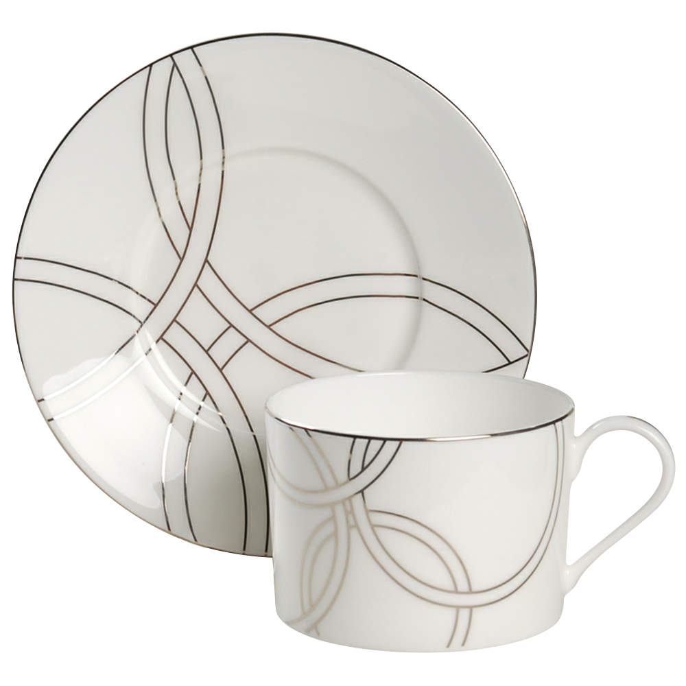 Halo Flat Cup & Saucer Set - Set of 4 by Waterford China-1