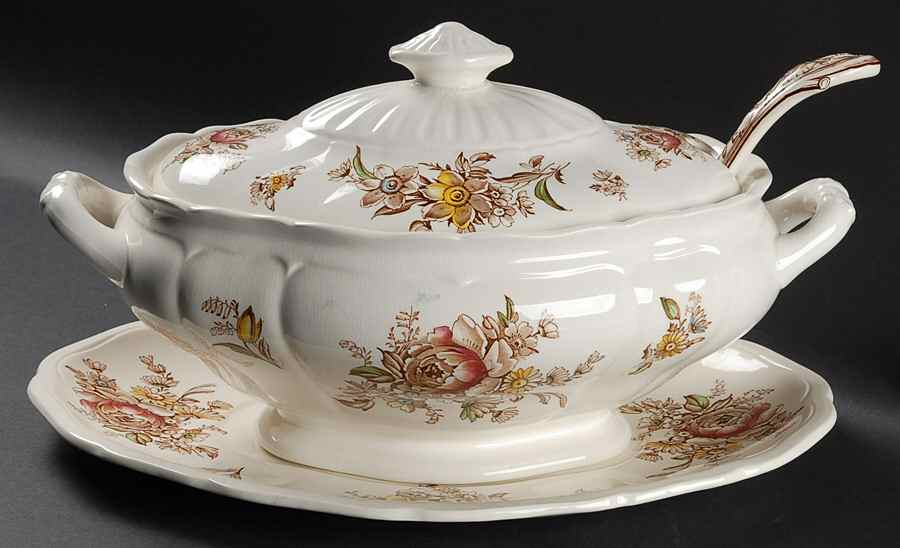 Bristol (Brown Multicolor) Tureen & Lid w/Ladle & Underplate by Wedgwood-1
