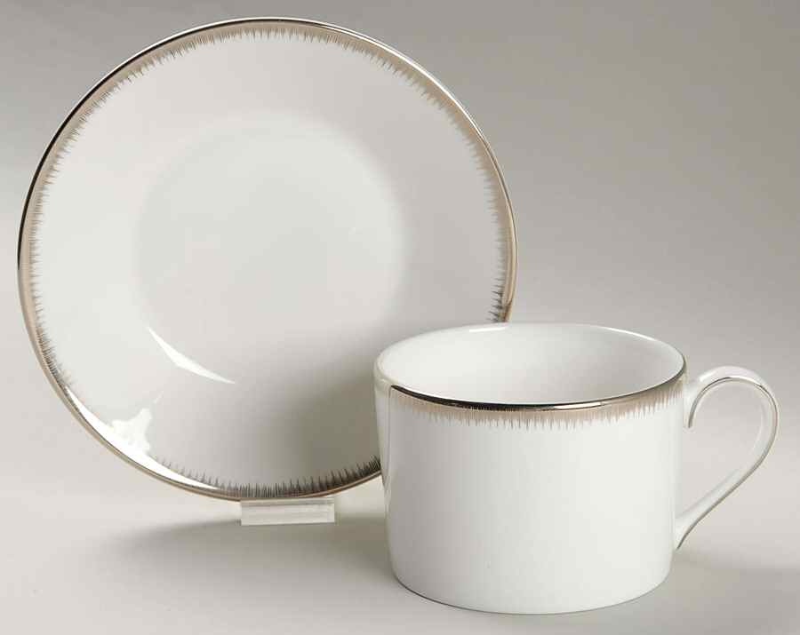 Silver Aster Flat Cup & Saucer Set by Wedgwood-1