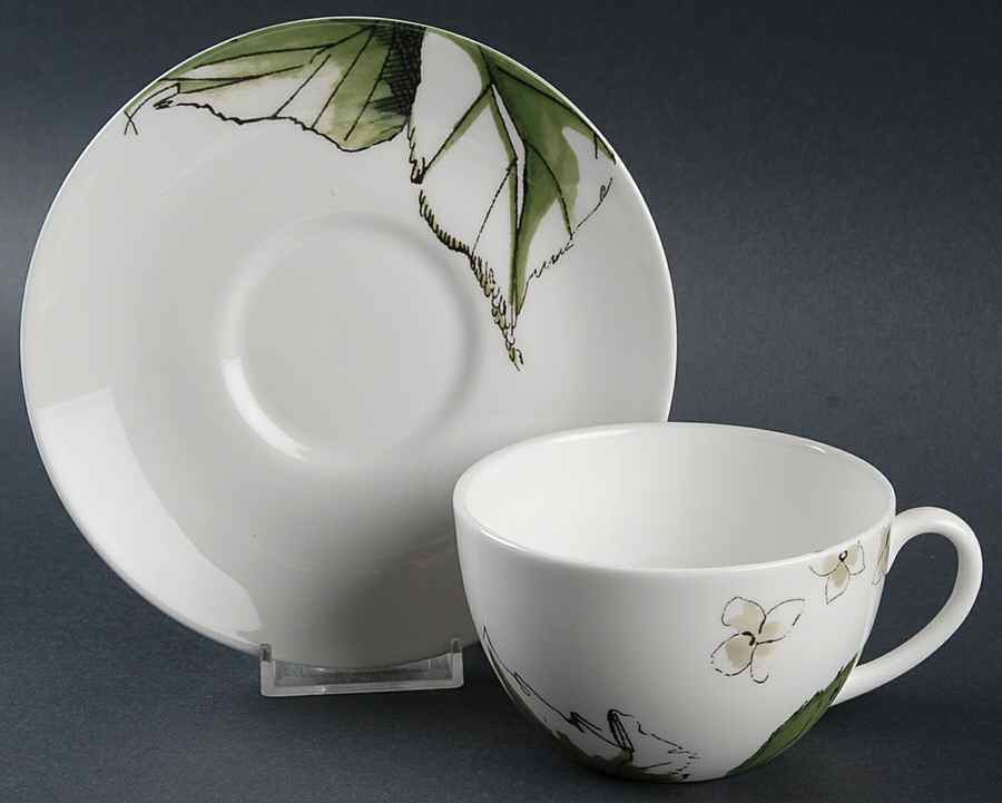 Floral Leaf Flat Cup & Saucer Set by Wedgwood-1